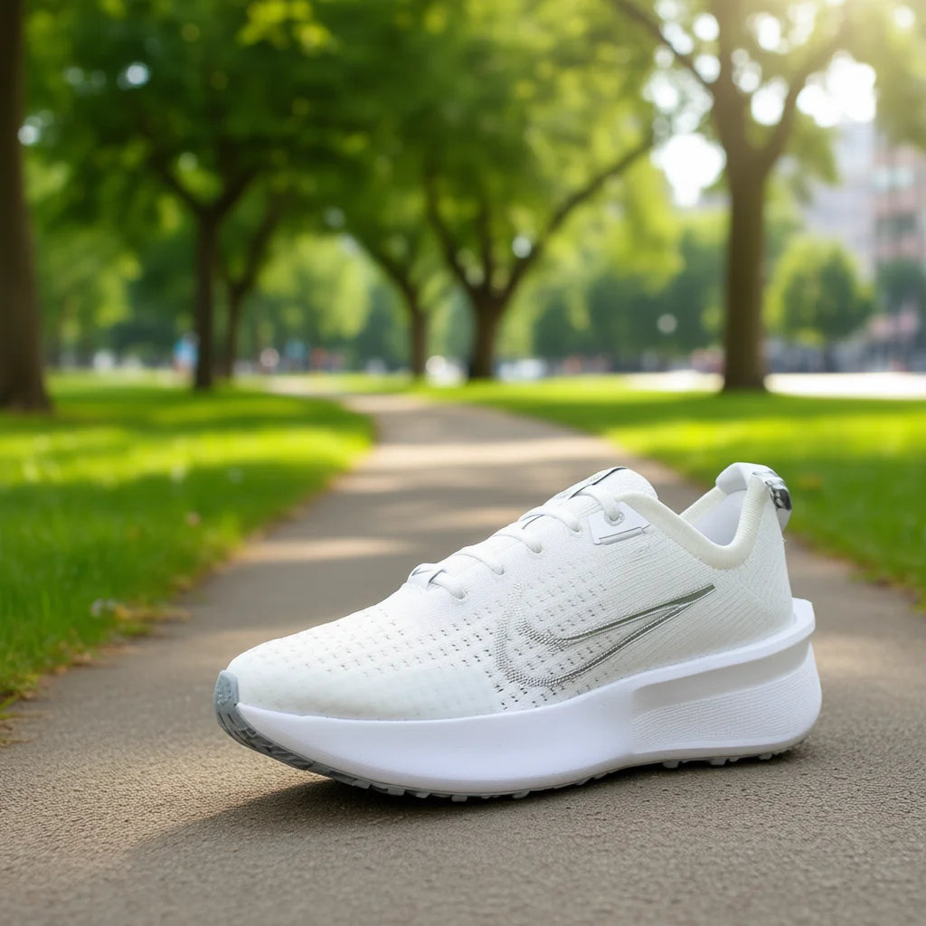 For Interact Run Womens Running Shoes White Silver Mesh Upper EVA Midsole Rubber Outsole Summer Sportwear