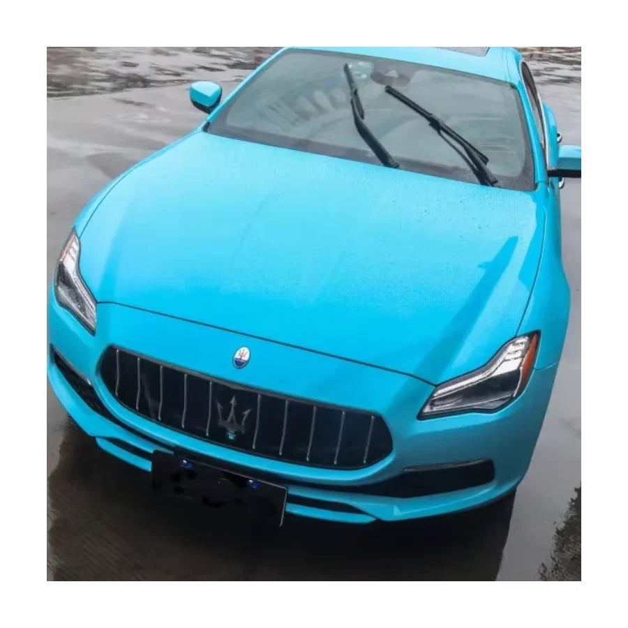 High Polymeric Self Adhesive PET Sky Blue Car Wrap Vinyl Film Anti-scratch PET Wrap Vinyl