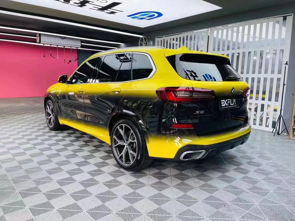 Car Packaging Vinyl Film Black and Yellow Gradient Cold Car Sticker Car Chameleon Packaging Film Stretchable