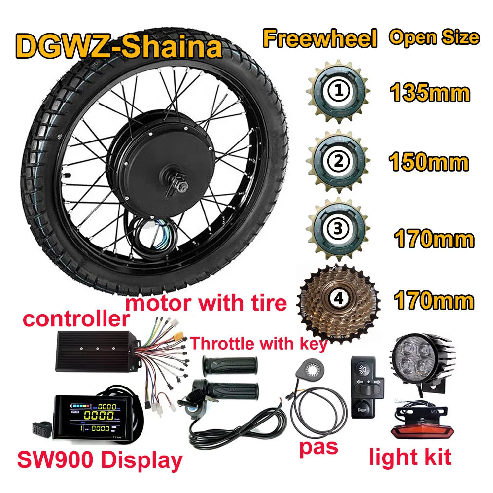60V 72V 3000W 80km/h 19 Inch 19x1.85 Rim Motorcycle Rim Ebike Electric Bicycle E Bike Conversion Kit