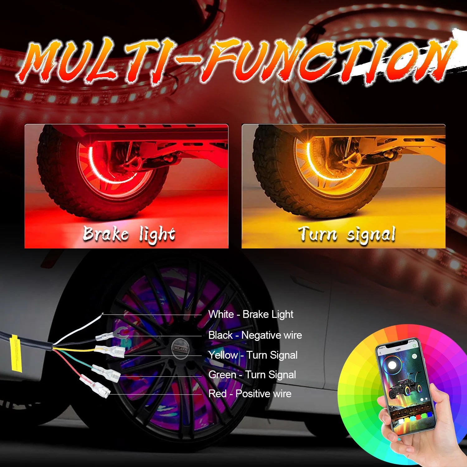 New IP68 RGB Chasing Color Remote App Control DIY Turn Signal Light Truck Wheel Lights Forged Blank Magnesium Wheels