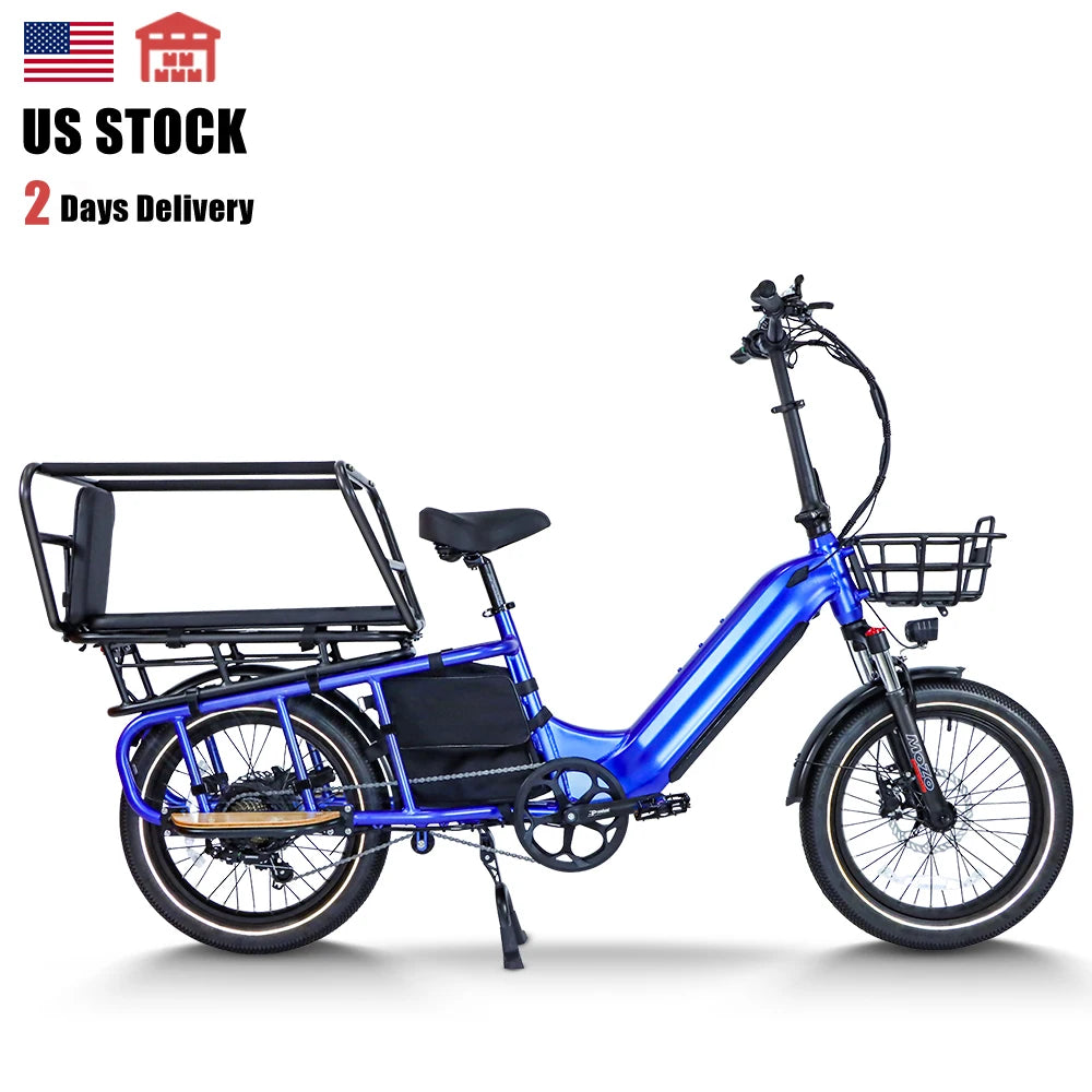 Us in Stock Reliable 48V20AH Electric Bicycle Motor Light WeightBattery Cargo Rear Carrier and LED Lighting