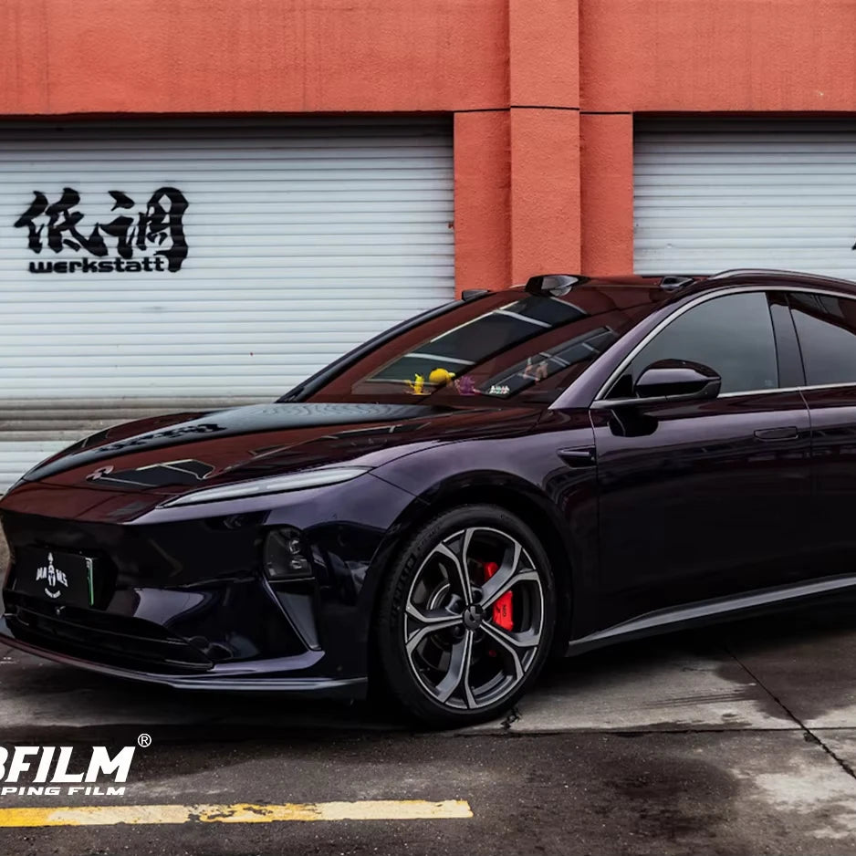 Super Gloss Metallic PET Midnight Purple Auto Wrapping Vinyl PVC Car Wrap Color Film Body Position Anti-Scratch Color-Changing