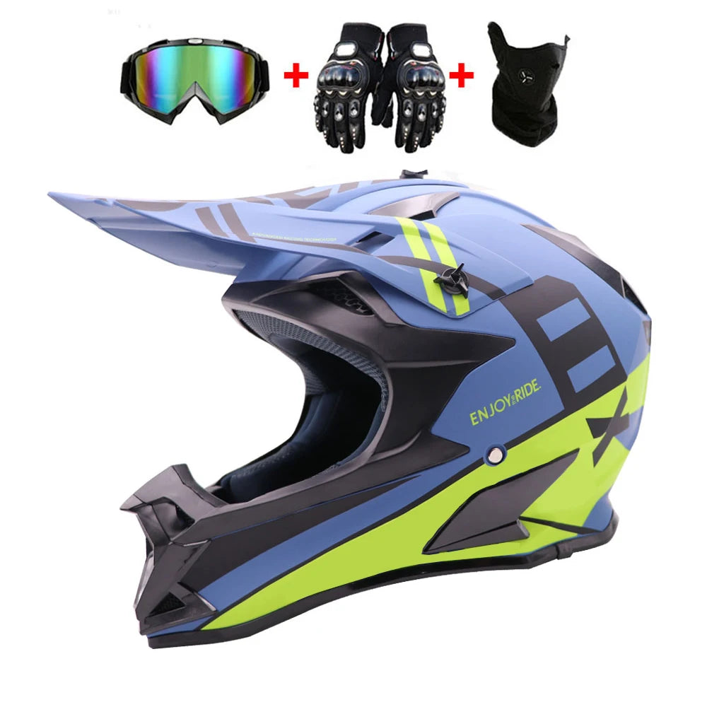 Top-Grade Fashion Motorcycle Full Face Hat Youth Adults Dirt Bike ATV Motocross off Road Helmet