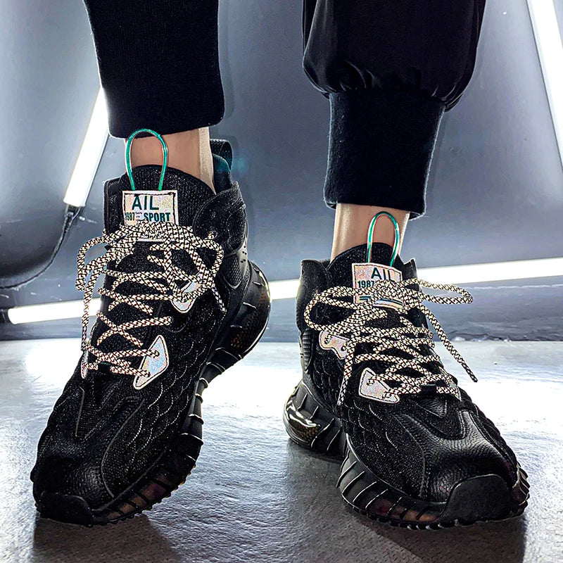 Men's Trendy Sneakers Fashionable Casual Basketball Shoes Comfortable and Breathable Mesh Design for Outdoor Sports in Winter