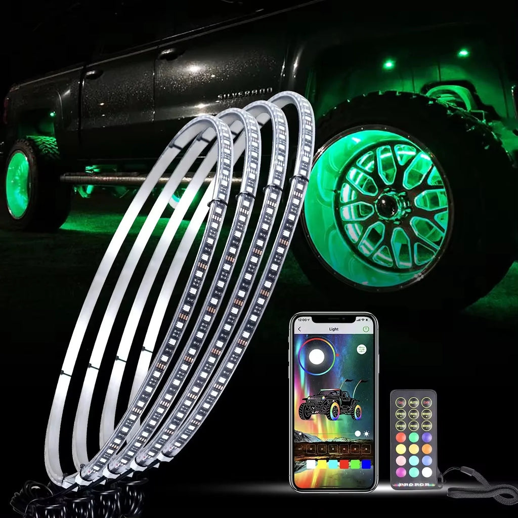 New IP68 RGB Chasing Color Remote App Control DIY Turn Signal Light Truck Wheel Lights Forged Blank Magnesium Wheels