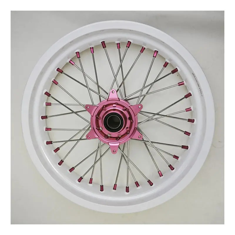 Pink Hub Fit KT M EXC SXF 2003-2023 16/17 Wheel Set White Rims Pink Hubs Supermoto Pit Bike Wheels