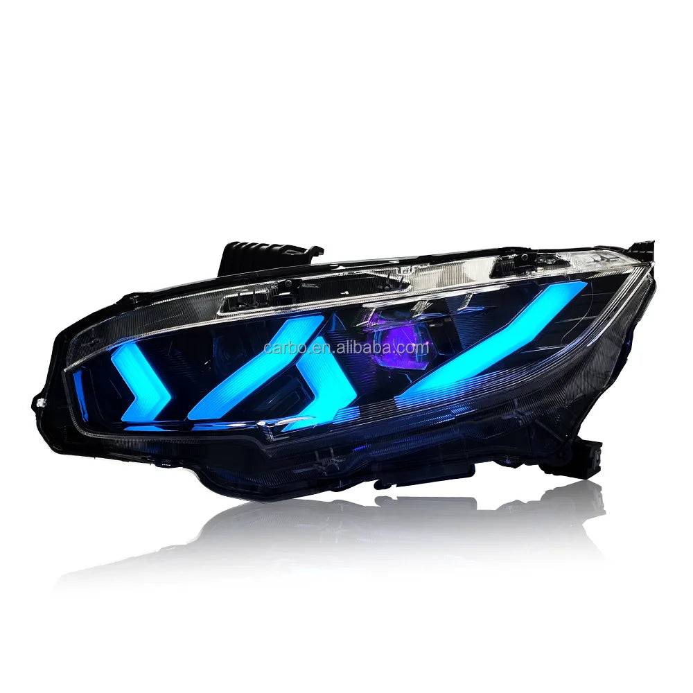 DK MOTION Hot Selling Car Accessories RGB Front Light for 2016-2021 Honda 10th Civic Sedan Hatchback Si Type R Styling Headlamp