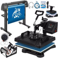 Comb 5 in 1 Heat Press Machine 12"x15" Vinyl Cutter Plotter 28" Desktop USB Port Advertisement Cutting Plotter with Signmaster