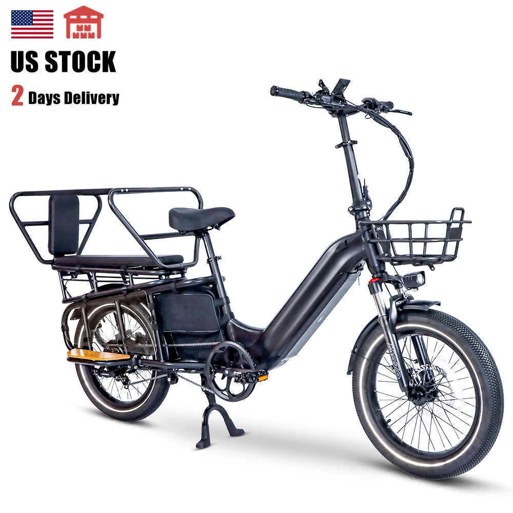 Us in Stock Reliable 48V20AH Electric Bicycle Motor Light WeightBattery Cargo Rear Carrier and LED Lighting