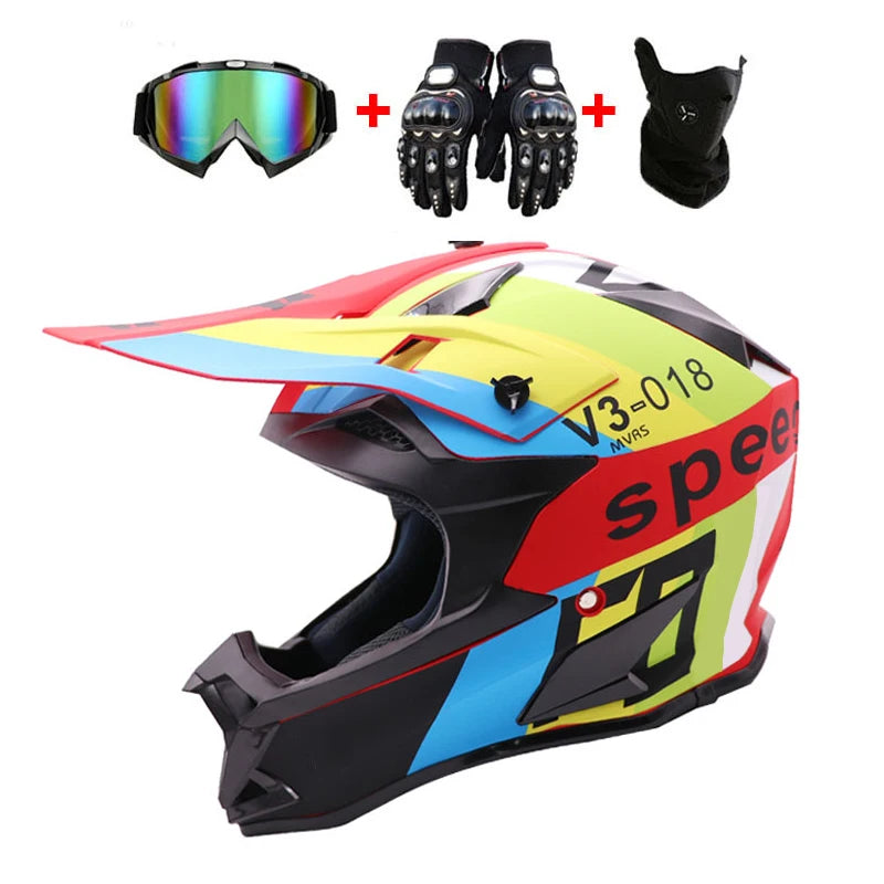 Top-Grade Fashion Motorcycle Full Face Hat Youth Adults Dirt Bike ATV Motocross off Road Helmet