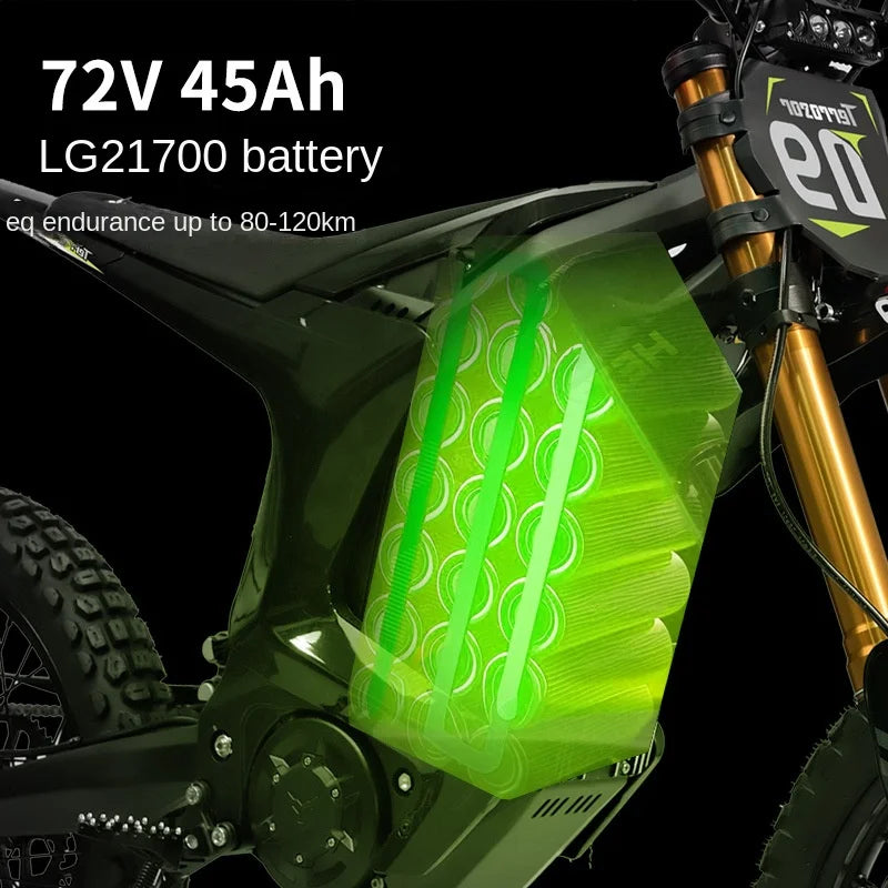 HEZZO D9PRO 72V 20KW High-power Mid-motor Electric Motorcycle 101km/h 55Ah Oil Brakes Double Shock Off-road Dirt Bike