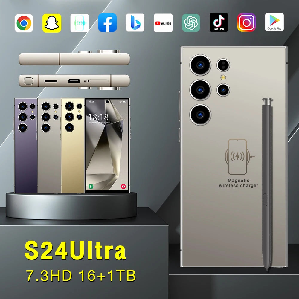 Fnabn Cheap Price Wholesale for S24 Ultra 5G Smartphone 108MP Camera LTE 144Hz LCD Display Dual SIM Face Recognition