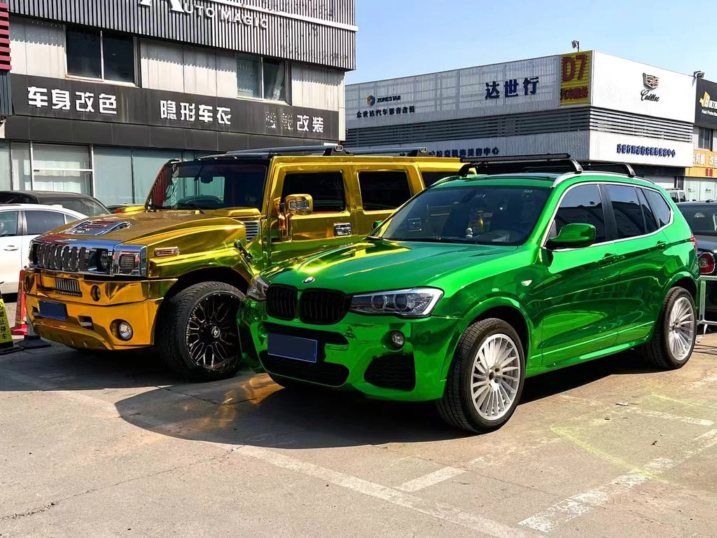 1.52*18m Roll Super Gloss Mirror Metallic High Stretch Chrome Mirror Film Automotive PVC Vinyl Film 8MIL Thick UV 99% IR 80%