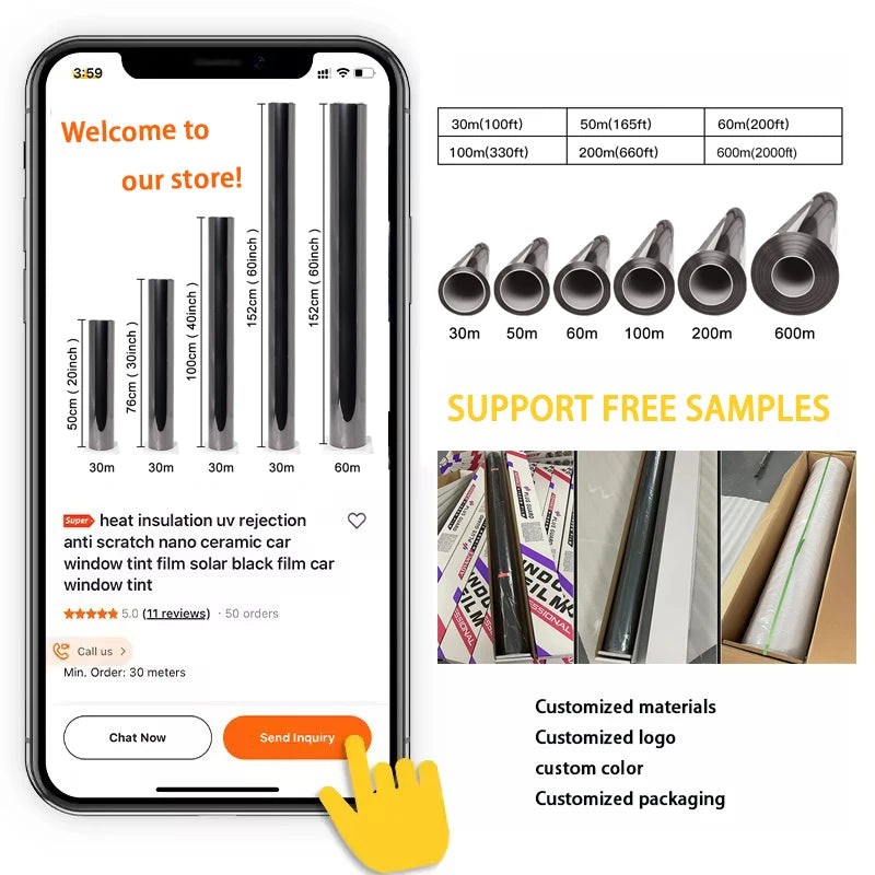 Removable Car Window Wrapping Electric Black Smart Car Tint Window Protecting Glass Raping Wrap Vinyl Film for Car Window Tint