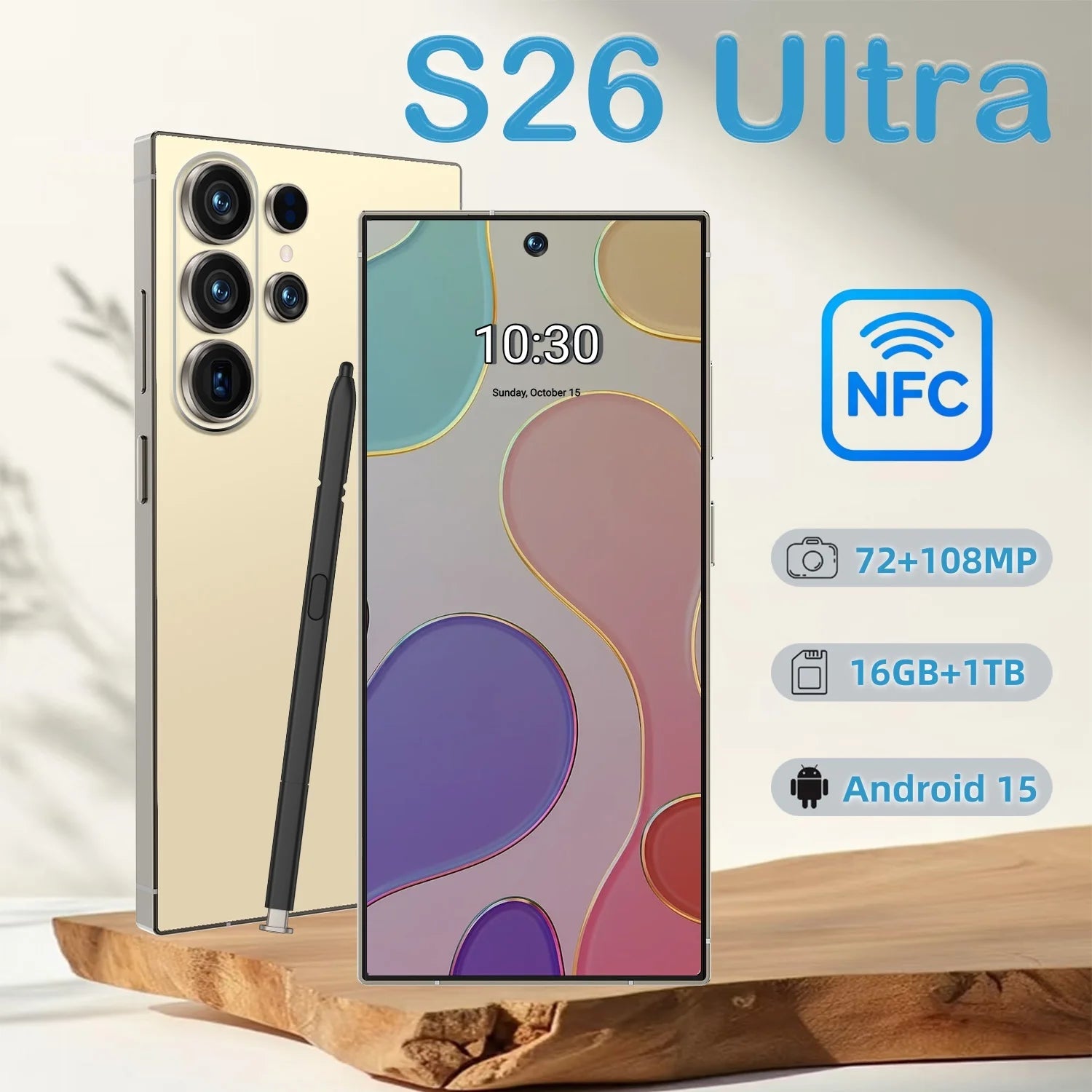 S26 Ultra 7.3" HD LCD 120Hz Deca Core 16GB+1TB 108MP Camera Dual SIM LTE/CDMA 5G Android 14 Smartphone Spanish
