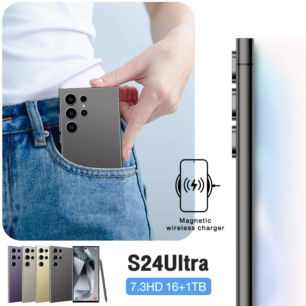Fnabn Cheap Price Wholesale for S24 Ultra 5G Smartphone 108MP Camera LTE 144Hz LCD Display Dual SIM Face Recognition