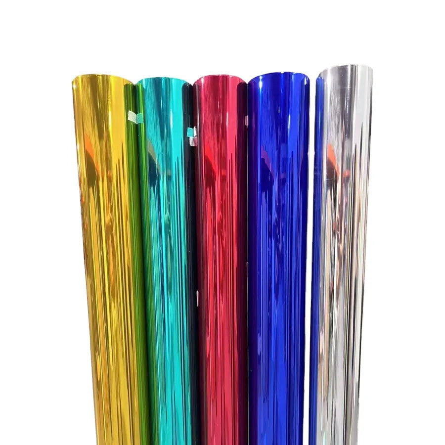 1.52*18m Roll Super Gloss Mirror Metallic High Stretch Chrome Mirror Film Automotive PVC Vinyl Film 8MIL Thick UV 99% IR 80%