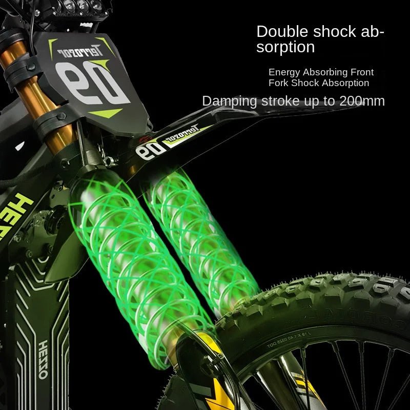 HEZZO D9PRO 72V 20KW High-power Mid-motor Electric Motorcycle 101km/h 55Ah Oil Brakes Double Shock Off-road Dirt Bike
