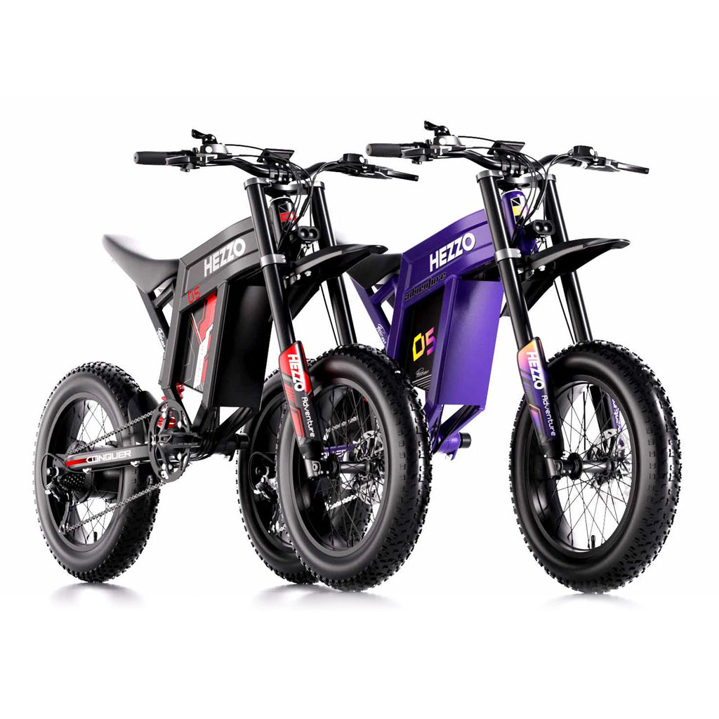 HEZZO Electric Dirt Bike 60V 3000W  Electric Oil Brake 20*4.0 Fat Tire Alu Alloy Frame LED Light 7Speeds Suspension Ebike