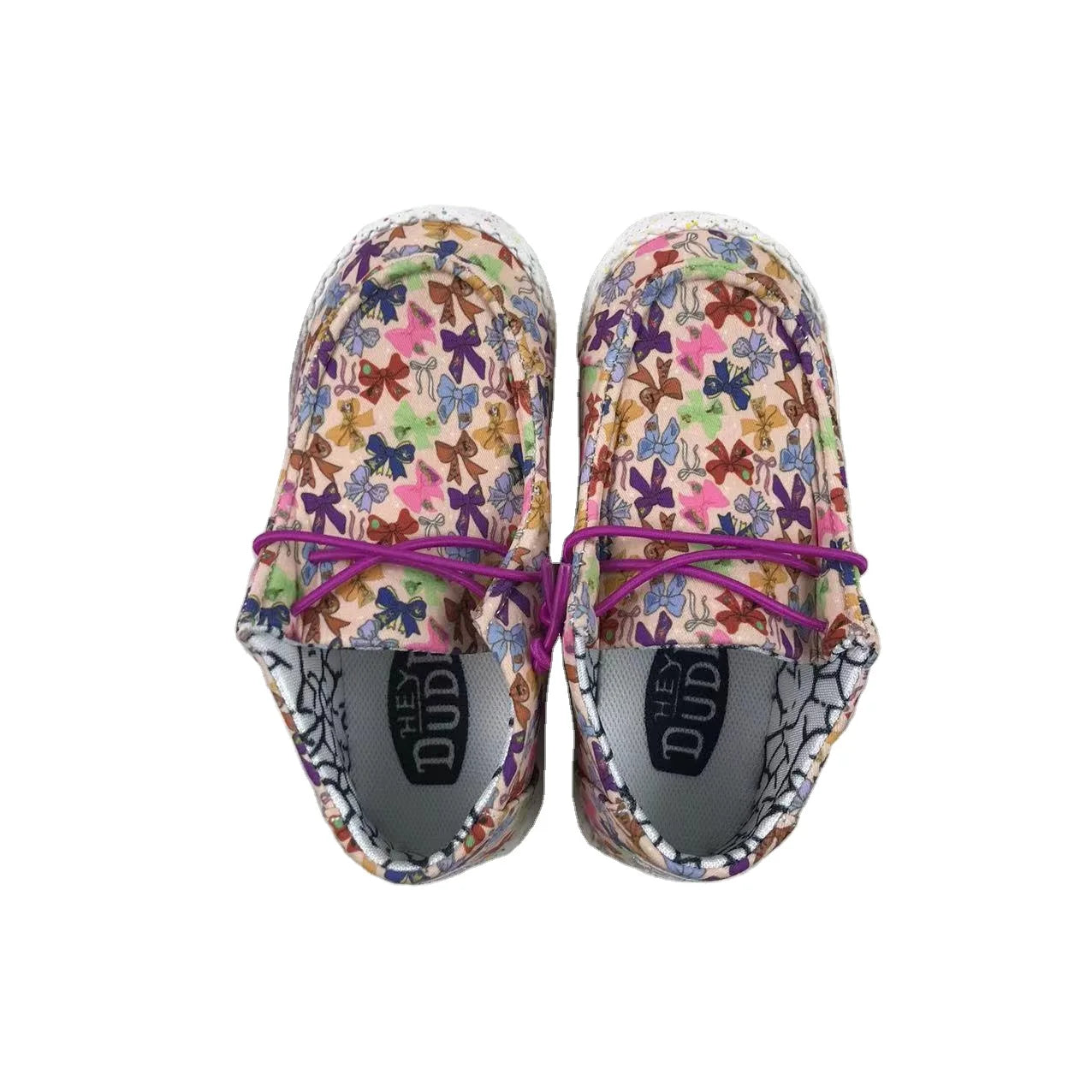 Kids' Canvas Shoes with Bow Black & White Cow Print Skull & Purple-White Cow Print Designs Children Casual Shoes