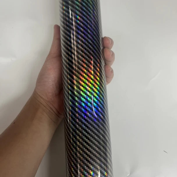 New rainbow Gloss Carbon Fiber Film /PET Laser Carbon Fiber 5d 6D 7D Film Black Vinyl Car Packaging 1.52*18M