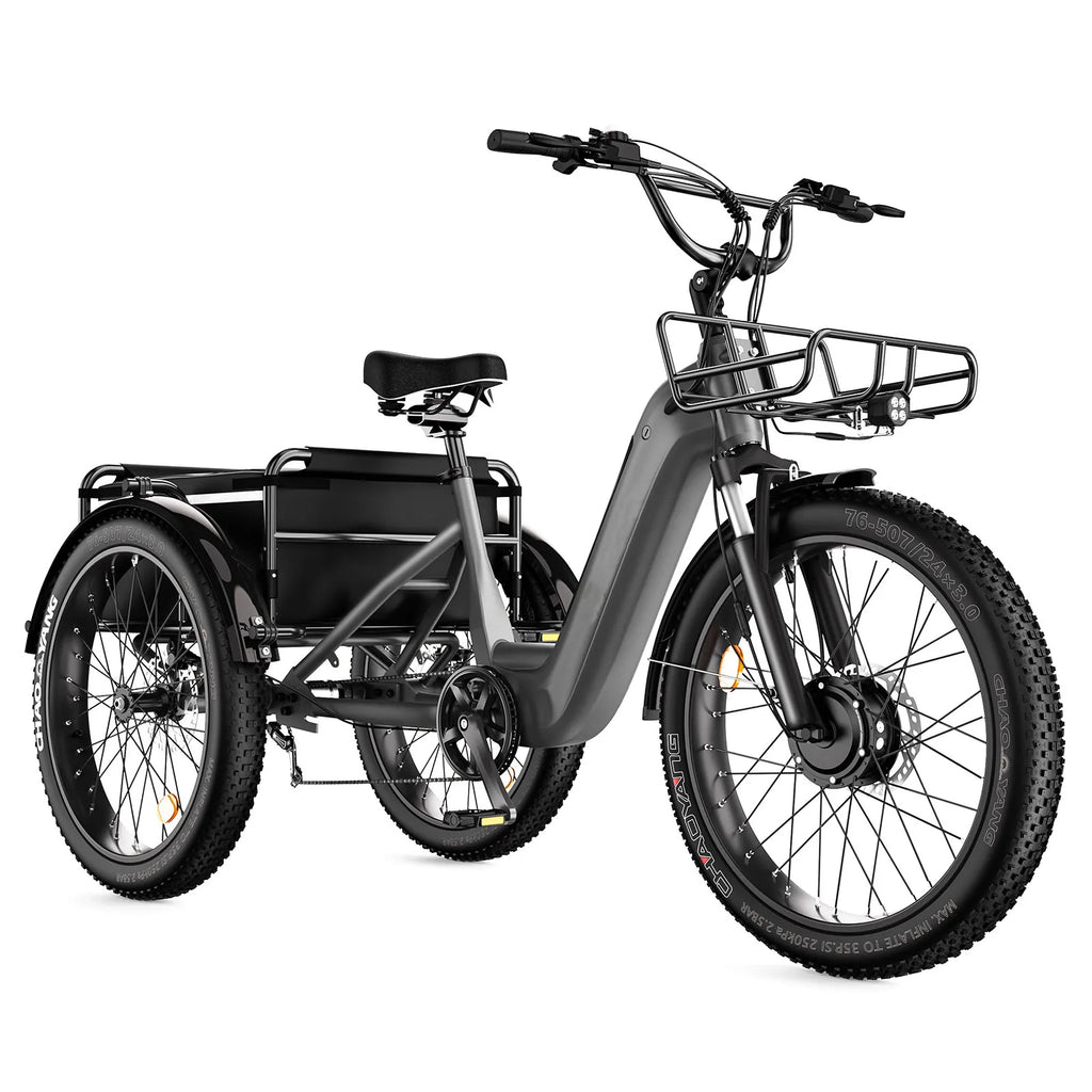 Wholesale 3 Hydraulic Brake 24x3.0 Inch Fat Tire 500W 750W Cargo Trike Long Range Tricycle 15AH Full Accessories Cargo Pets Kids