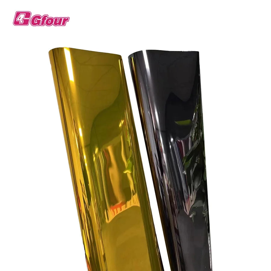 1.52*18m Roll Super Gloss Mirror Metallic High Stretch Chrome Mirror Film Automotive PVC Vinyl Film 8MIL Thick UV 99% IR 80%