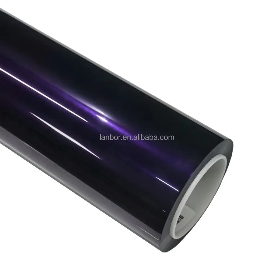 Super Gloss Metallic PET Midnight Purple Auto Wrapping Vinyl PVC Car Wrap Color Film Body Position Anti-Scratch Color-Changing