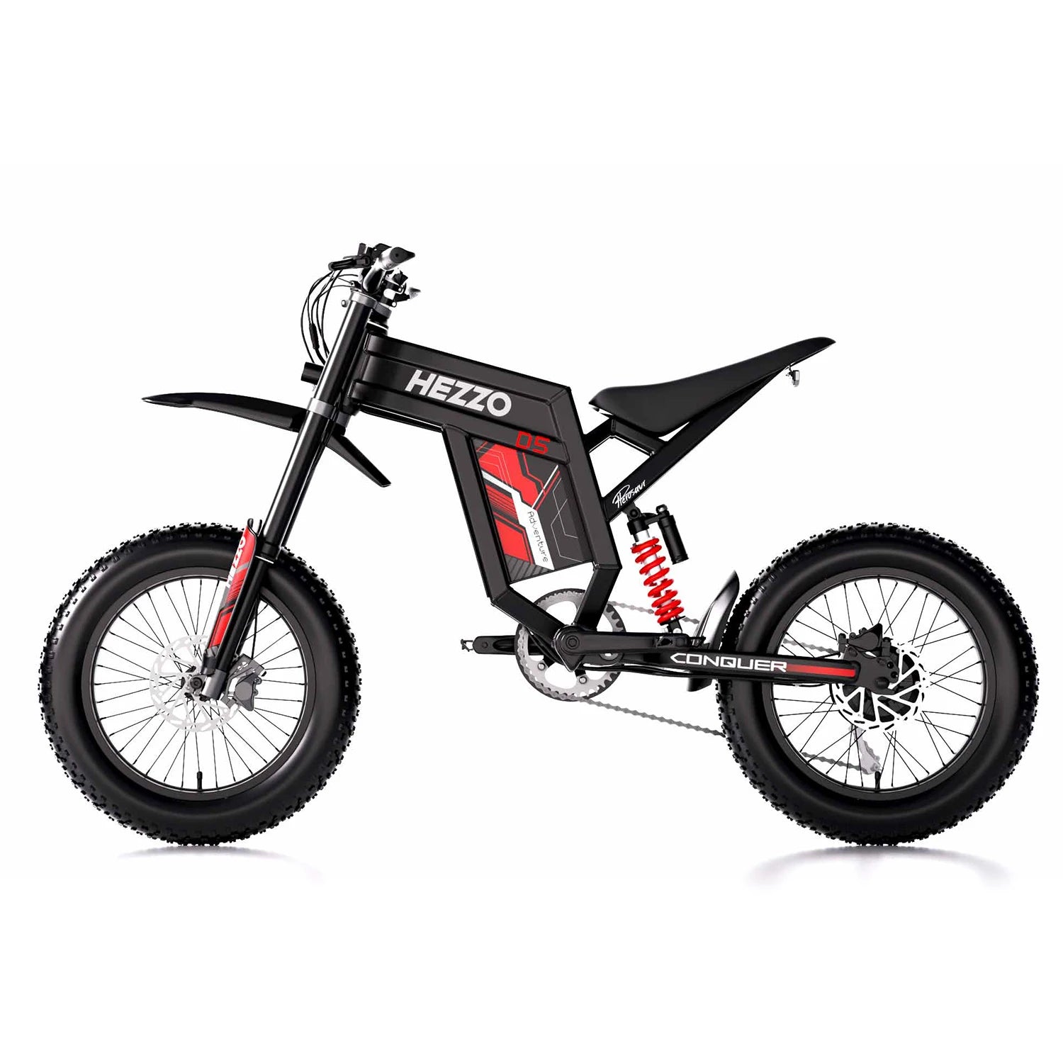 HEZZO Electric Dirt Bike 60V 3000W  Electric Oil Brake 20*4.0 Fat Tire Alu Alloy Frame LED Light 7Speeds Suspension Ebike