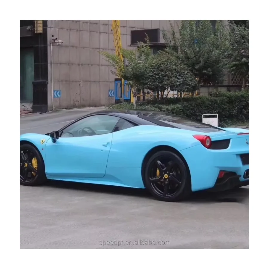 High Polymeric Self Adhesive PET Sky Blue Car Wrap Vinyl Film Anti-scratch PET Wrap Vinyl