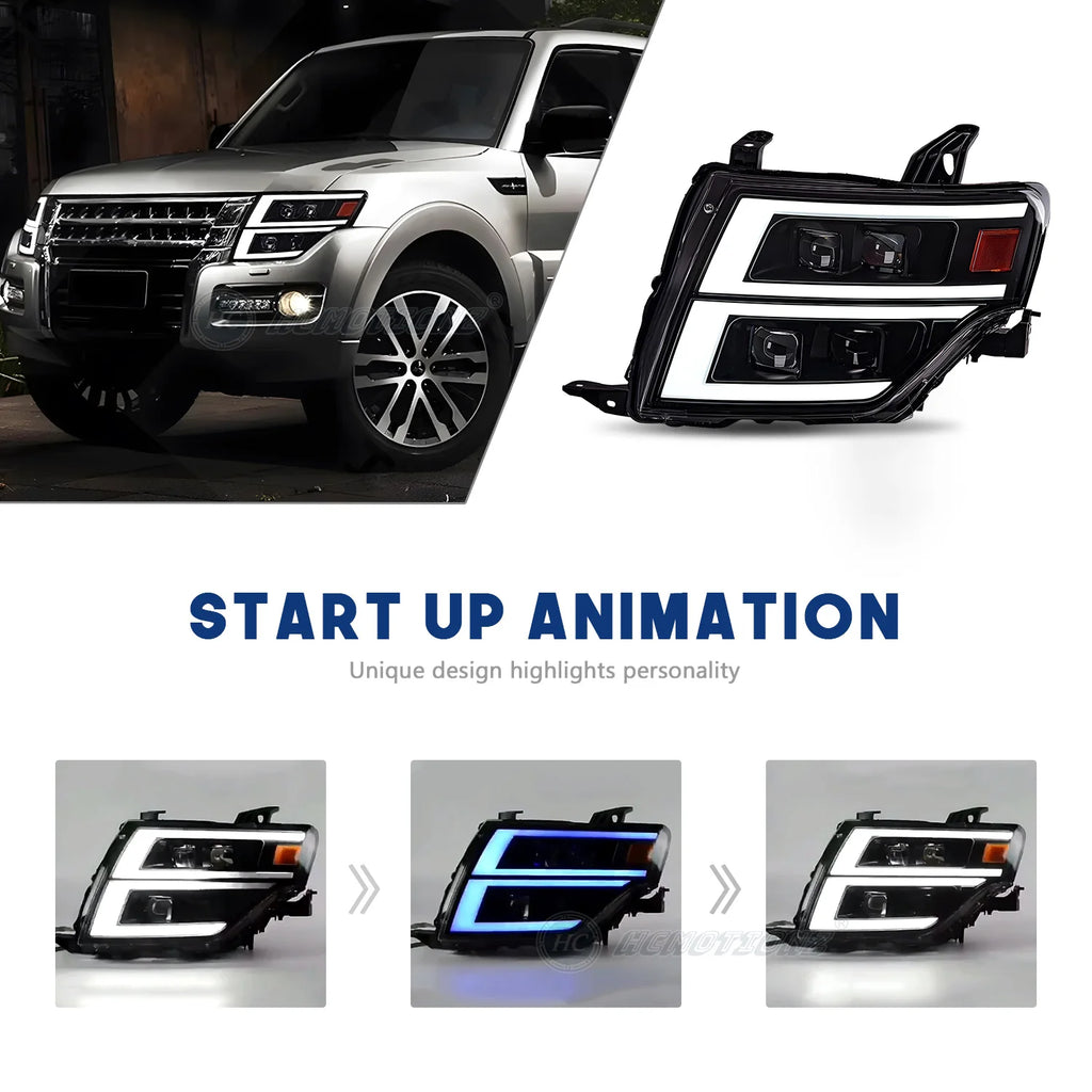 HCMOTIONZ Car Front Lamps Assembly Lighting System 2006-2021 V93/V97 Full LED Headlights for Mitsubishi Pajero
