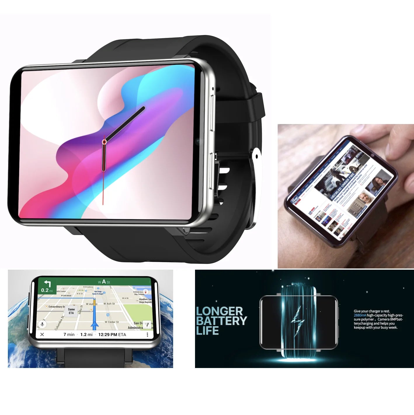 Hottest Selling  4g Android Smartwatch LTE Nano Sim Card 2.86 Inch 3+32GB 2024 Smart Watch Gps  Wifi  App Download DM100