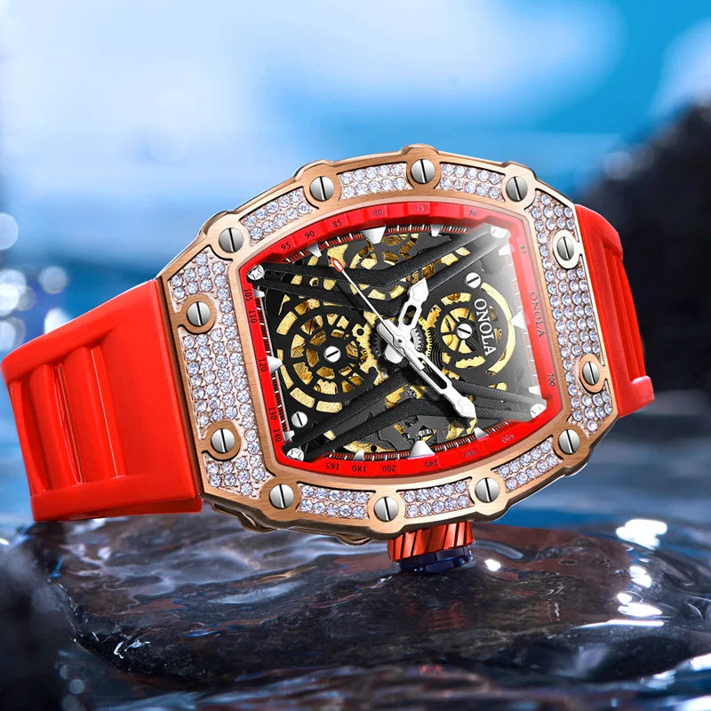 Onola 3828D Men'S Mechanical Vintage Waterproof Watches Anolug 2024 Mens Automatic Rim Watch Cheap Black Mens Watches