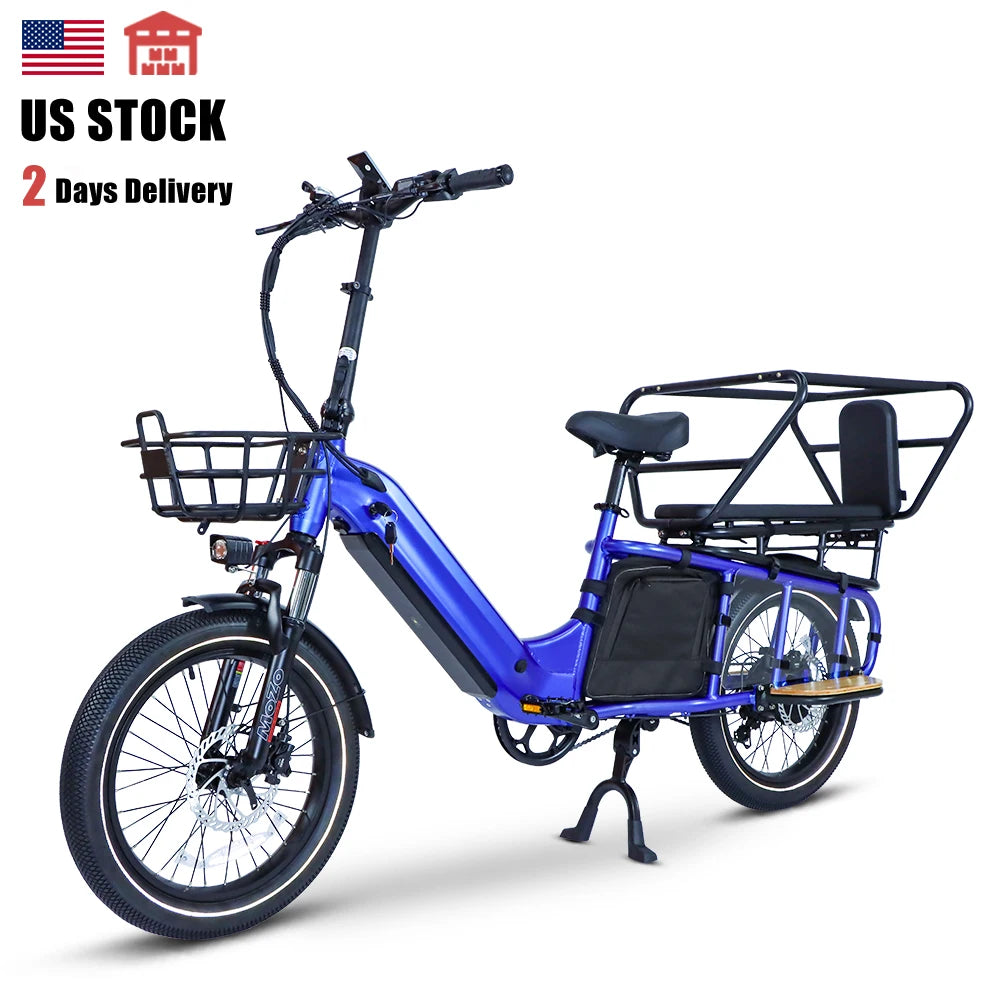 Us in Stock Reliable 48V20AH Electric Bicycle Motor Light WeightBattery Cargo Rear Carrier and LED Lighting