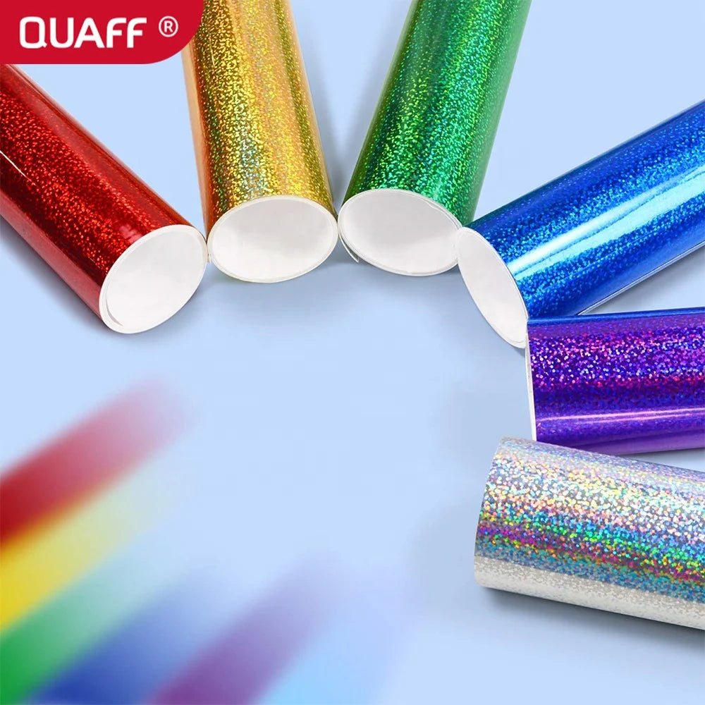 QUAFF Wholesale Hologram Heat Transfer Vinyl Made in Korea 0.5*25m Support Custom Size for Cutting Plotter Diy T-shirt logo