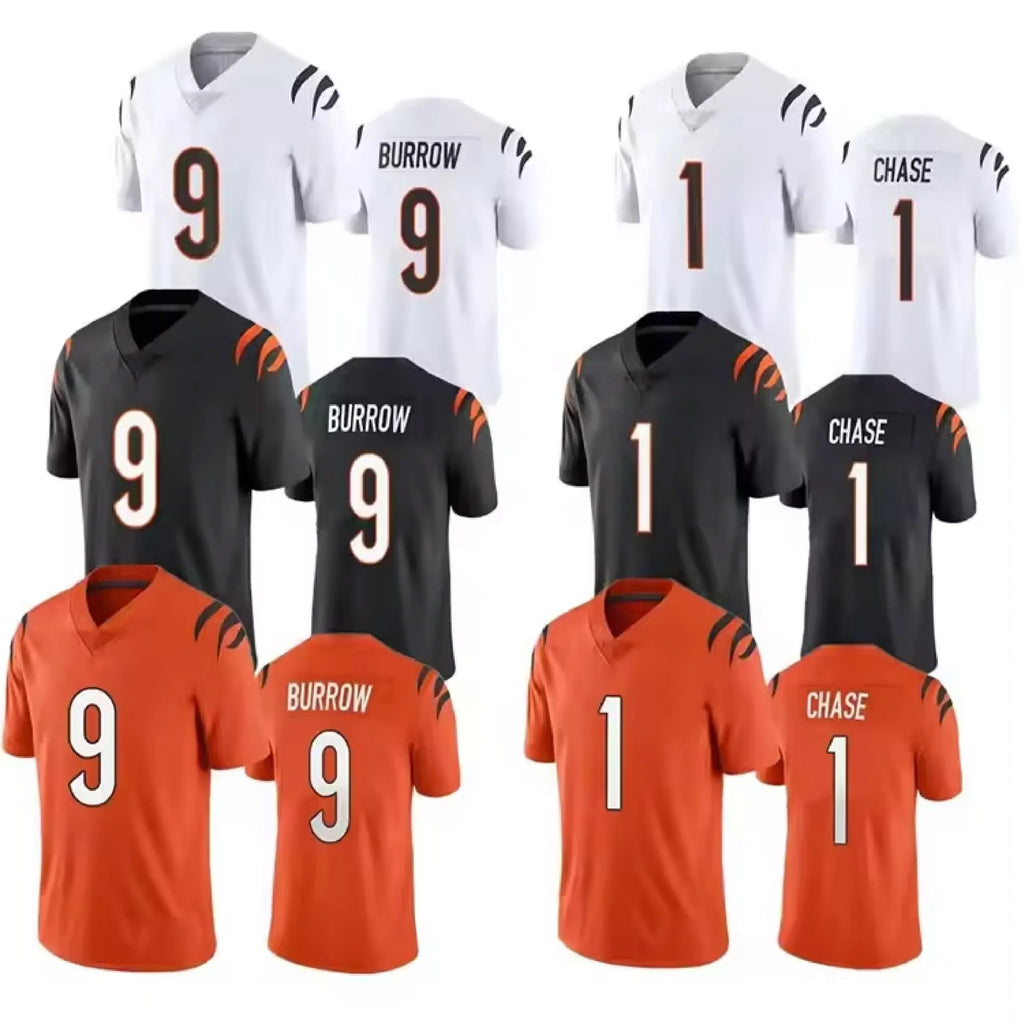 Men's CIN Team Football Jerseys 9 Joe Burrow 1Ja'Marr Chase 2 McPherson Stitched American Football Game Limited Jersey Shirts