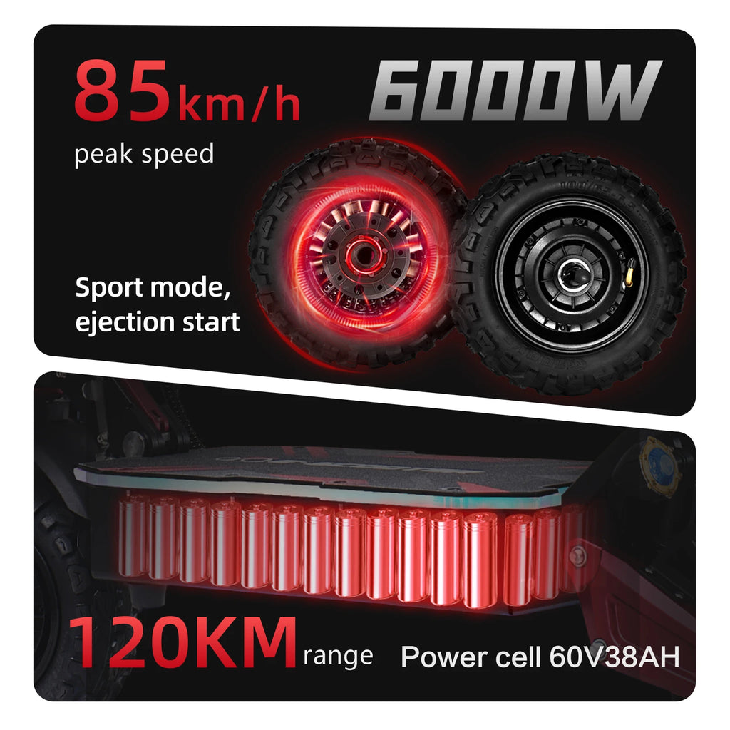 US Warehouse Adult Scooter NFC App Control 6000w Dual Motor Fast Speed Long Range 11inch Off Road Electrical Electric Scooter