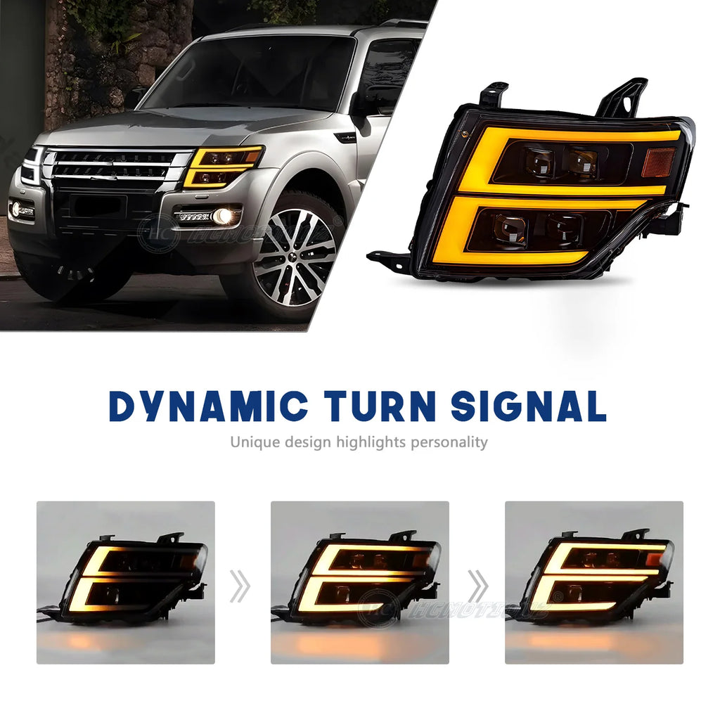 HCMOTIONZ Car Front Lamps Assembly Lighting System 2006-2021 V93/V97 Full LED Headlights for Mitsubishi Pajero