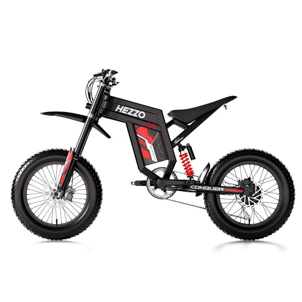 HEZZO D5 Electric Dirt Bike 60V 3000W off Road Tires  Full Suspension 30Ah 70km/h Electric Bicycle US UK EU Warehouse in Stock
