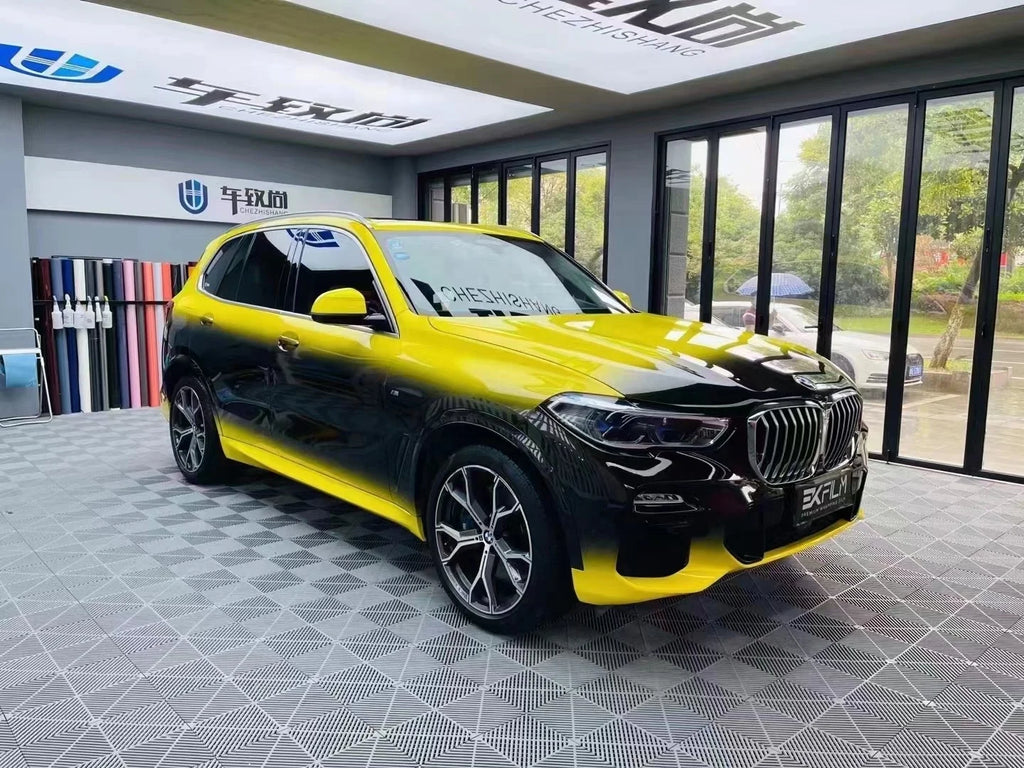 Car Packaging Vinyl Film Black and Yellow Gradient Cold Car Sticker Car Chameleon Packaging Film Stretchable