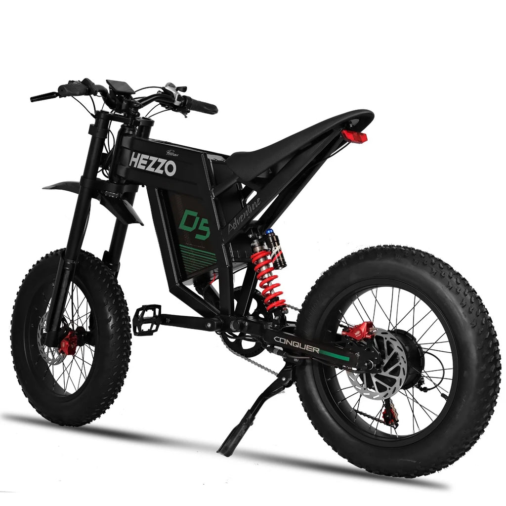 HEZZO Electric Dirt Bike 60V 3000W  Electric Oil Brake 20*4.0 Fat Tire Alu Alloy Frame LED Light 7Speeds Suspension Ebike