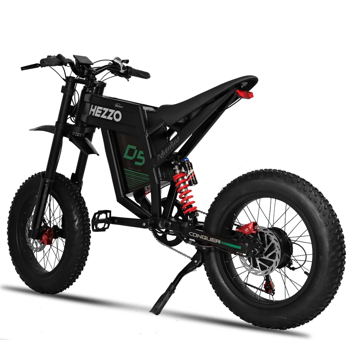 HEZZO Electric Dirt Bike 60V 3000W  Electric Oil Brake 20*4.0 Fat Tire Alu Alloy Frame LED Light 7Speeds Suspension Ebike