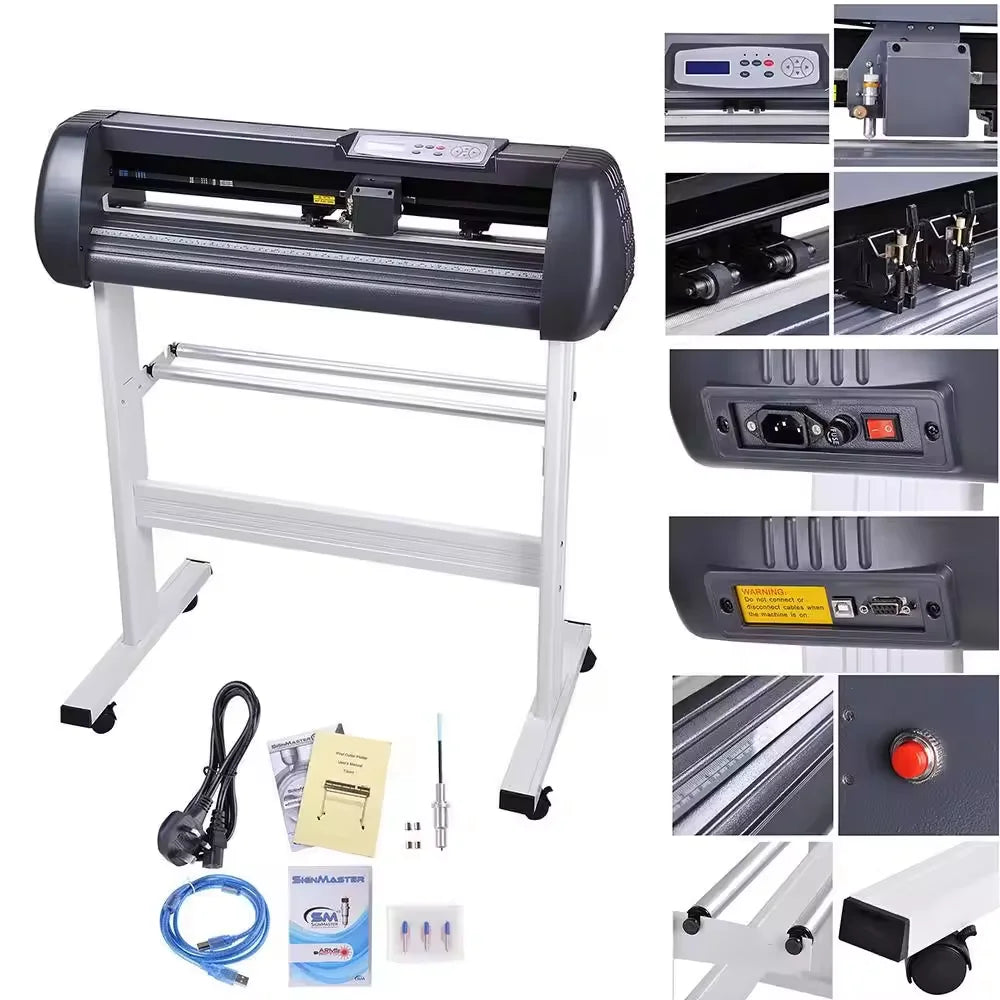 Comb 5 in 1 Heat Press Machine 12"x15" Vinyl Cutter Plotter 28" Desktop USB Port Advertisement Cutting Plotter with Signmaster