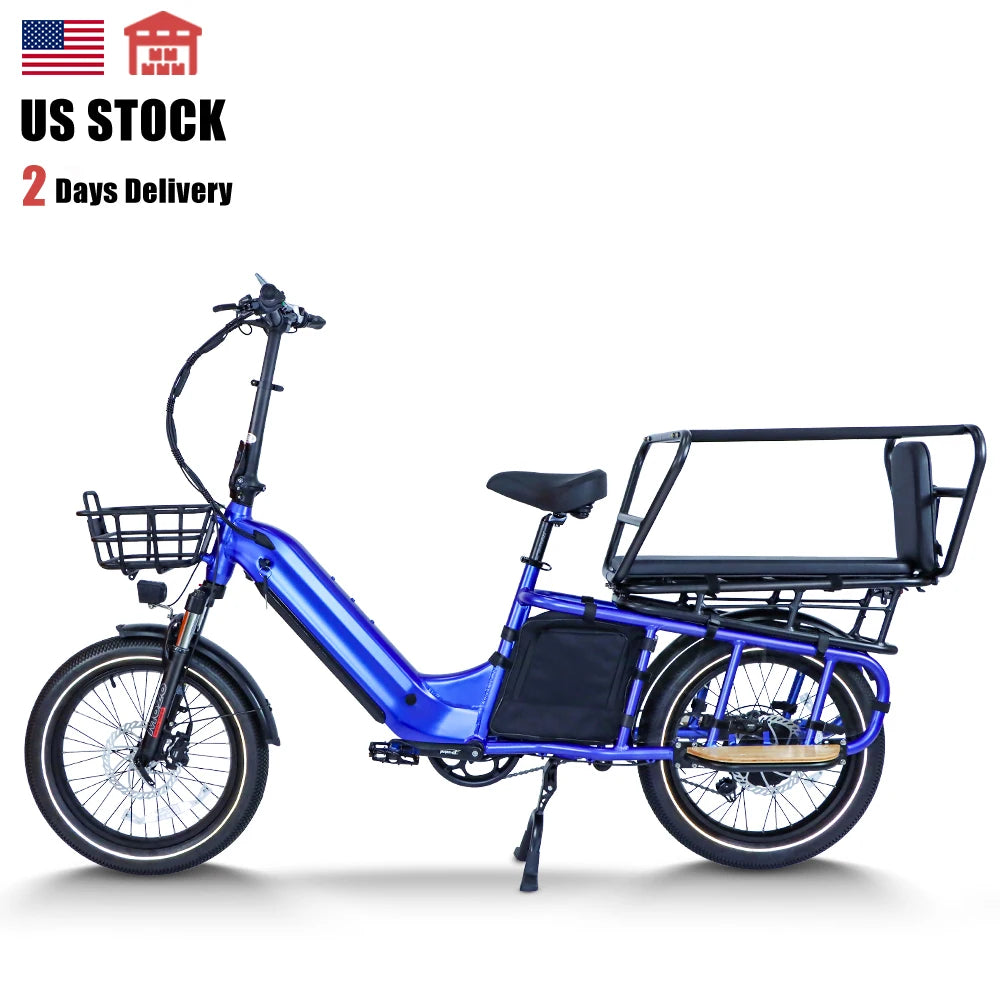Us in Stock Reliable 48V20AH Electric Bicycle Motor Light WeightBattery Cargo Rear Carrier and LED Lighting