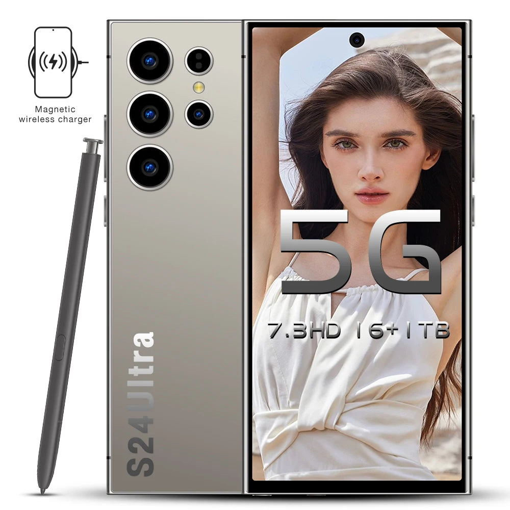 Fnabn Cheap Price Wholesale for S24 Ultra 5G Smartphone 108MP Camera LTE 144Hz LCD Display Dual SIM Face Recognition