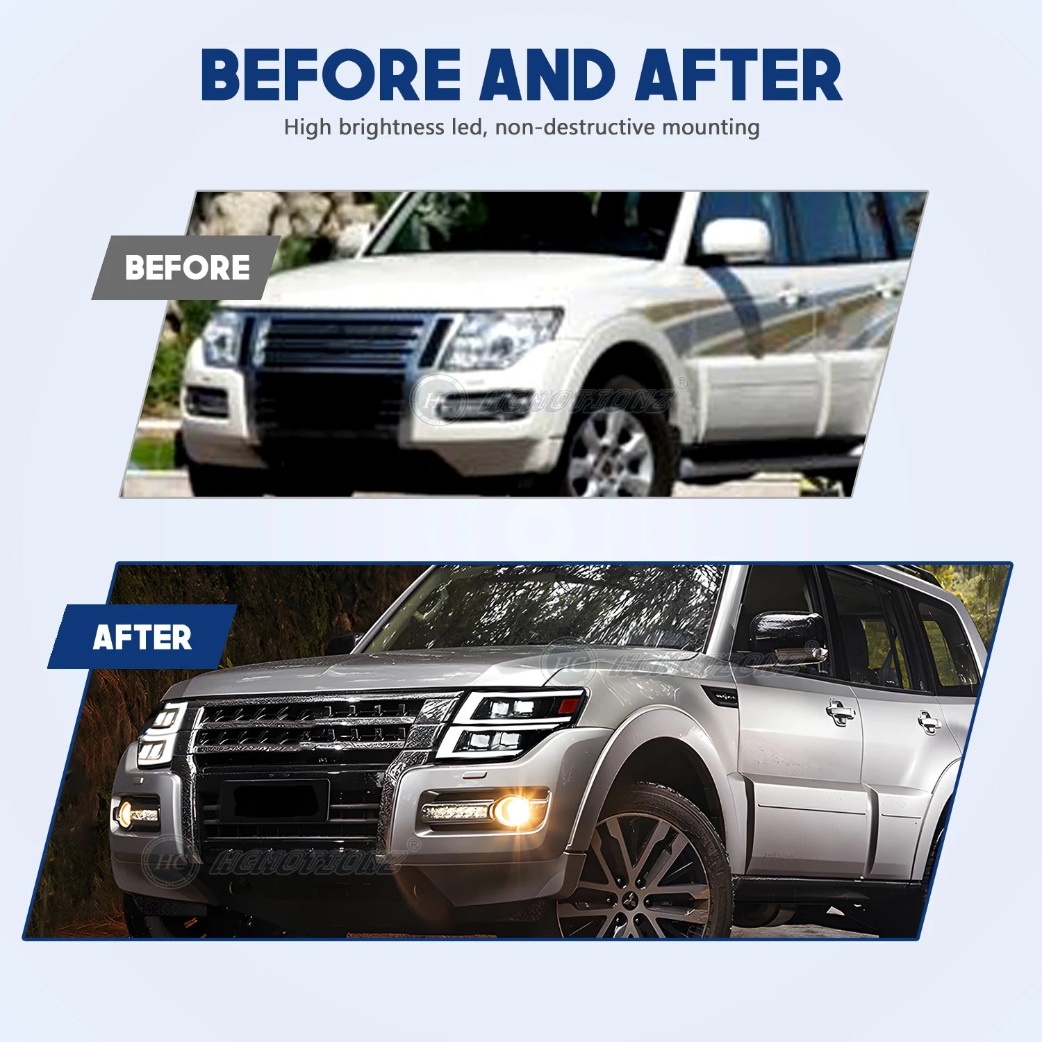 HCMOTIONZ Car Front Lamps Assembly Lighting System 2006-2021 V93/V97 Full LED Headlights for Mitsubishi Pajero