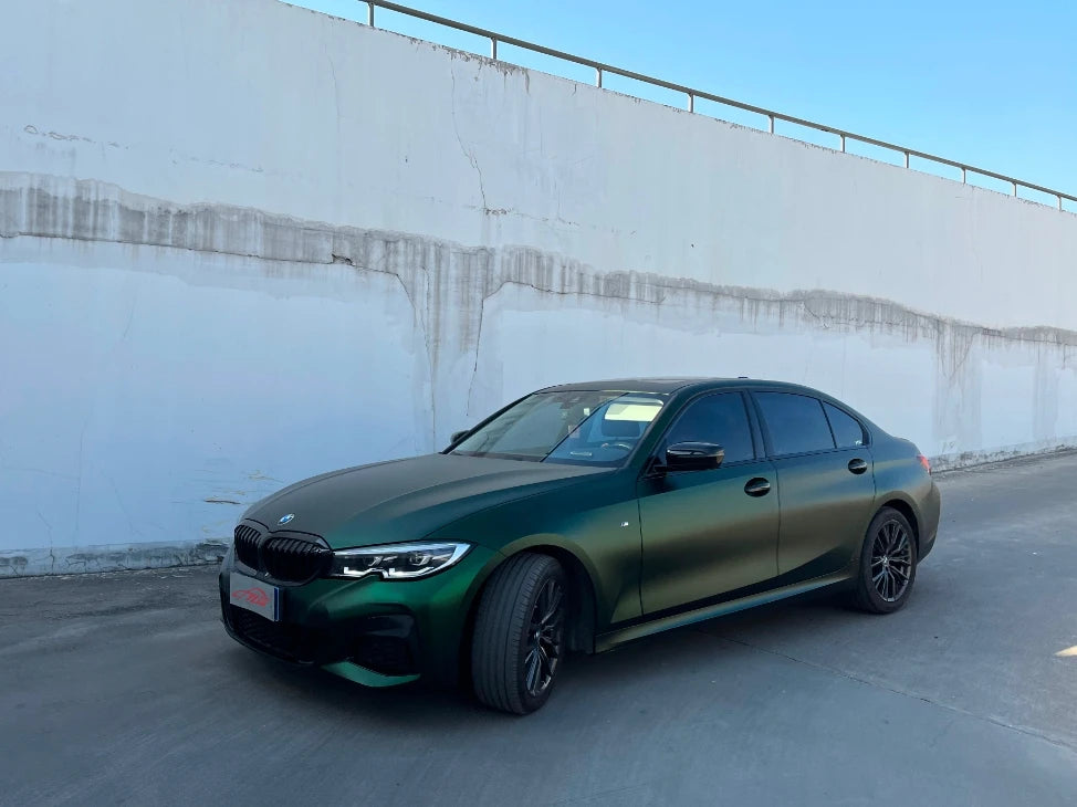 Satin Chrome Matte Auto Wrap Film PET Venomous Green Vinyl Wrapping