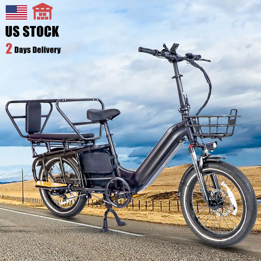 Us in Stock Reliable 48V20AH Electric Bicycle Motor Light WeightBattery Cargo Rear Carrier and LED Lighting
