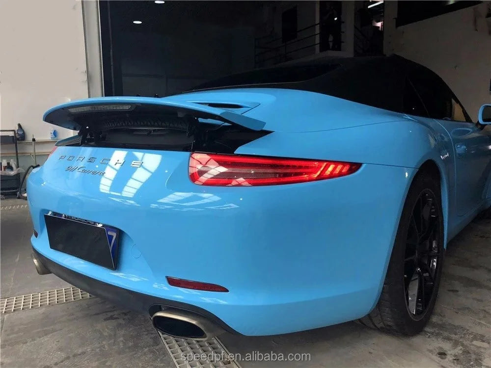 High Polymeric Self Adhesive PET Sky Blue Car Wrap Vinyl Film Anti-scratch PET Wrap Vinyl